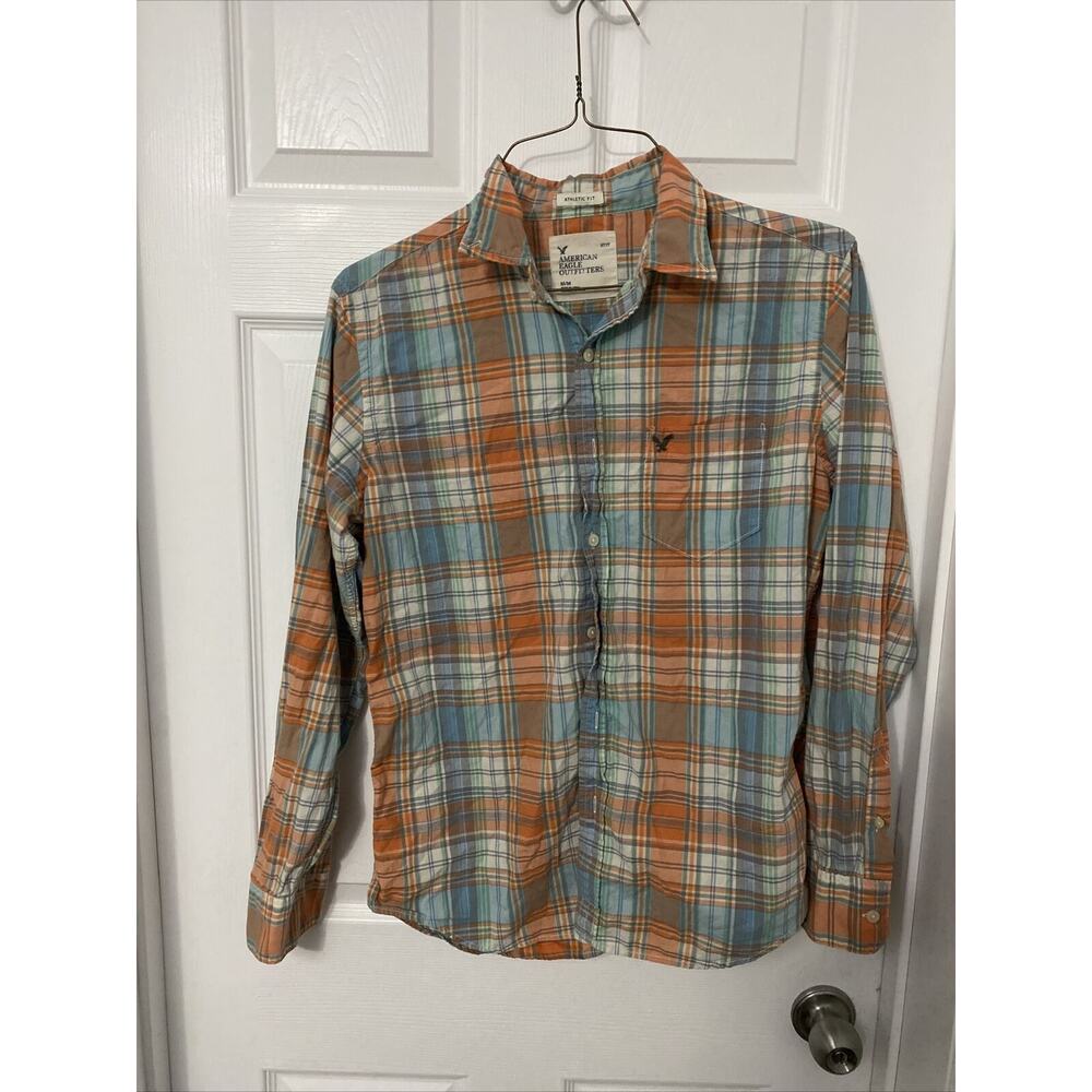 Mens American Eagle Outfitters Multicolor Athletic Fit Button Up Shirt Size M